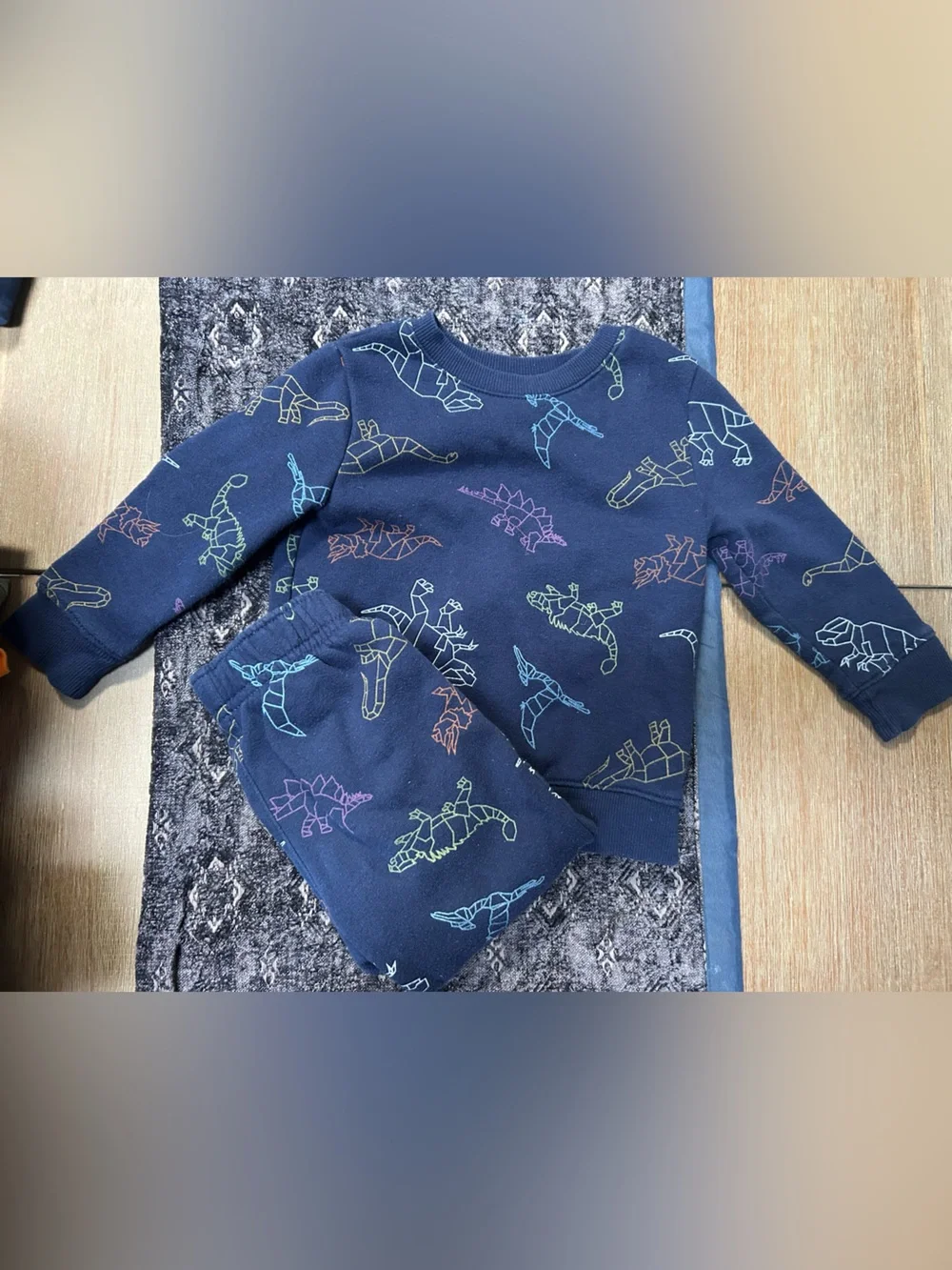 Navy Dino Print Kids Sweat Set